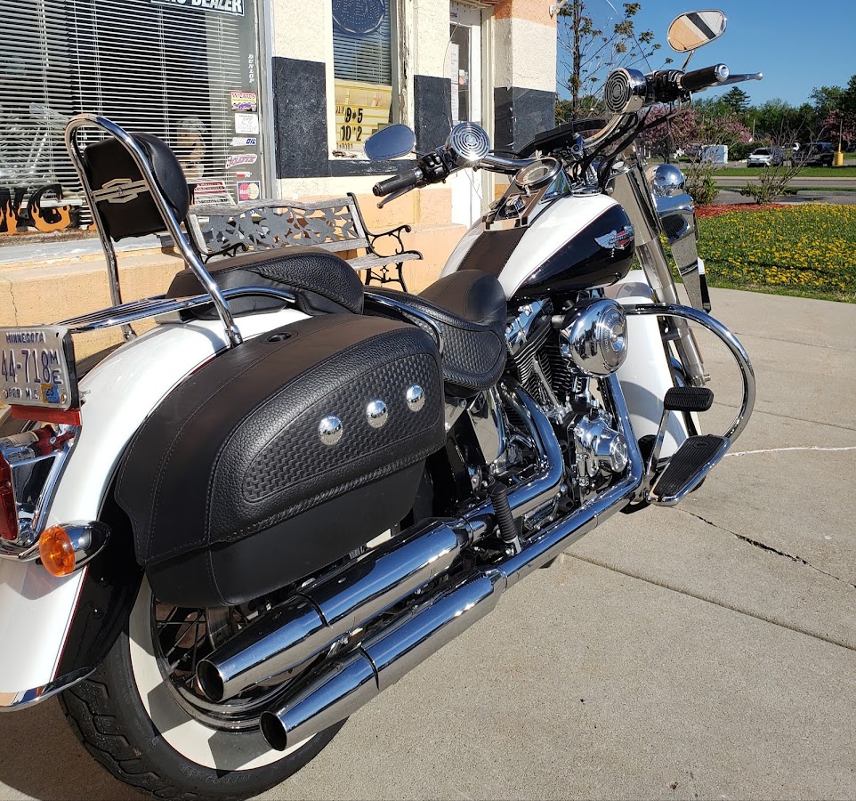 Harley-Davidson motorcycle outside Hawg Pen